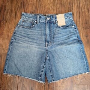 NWT Madewell Baggy Jean Shorts Size 27 Raw Fray Hem High Rise 7" Inseam 5 Pocket